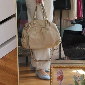 Coach Beige Leather Shoulder Bag